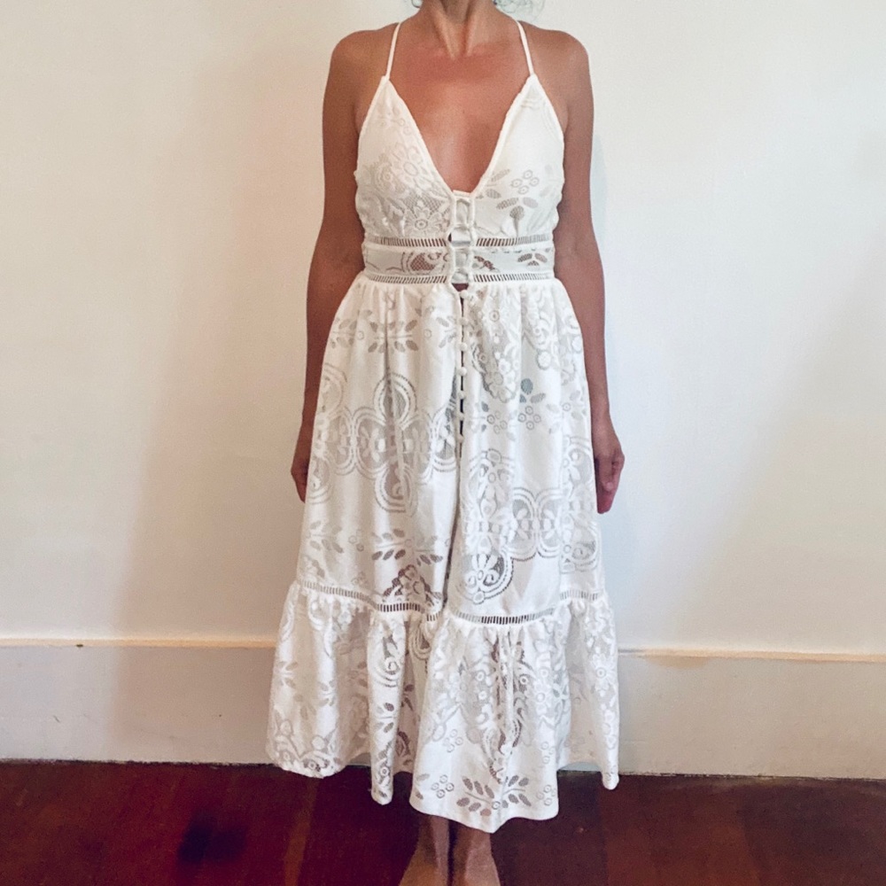 Lace button vintage look dress